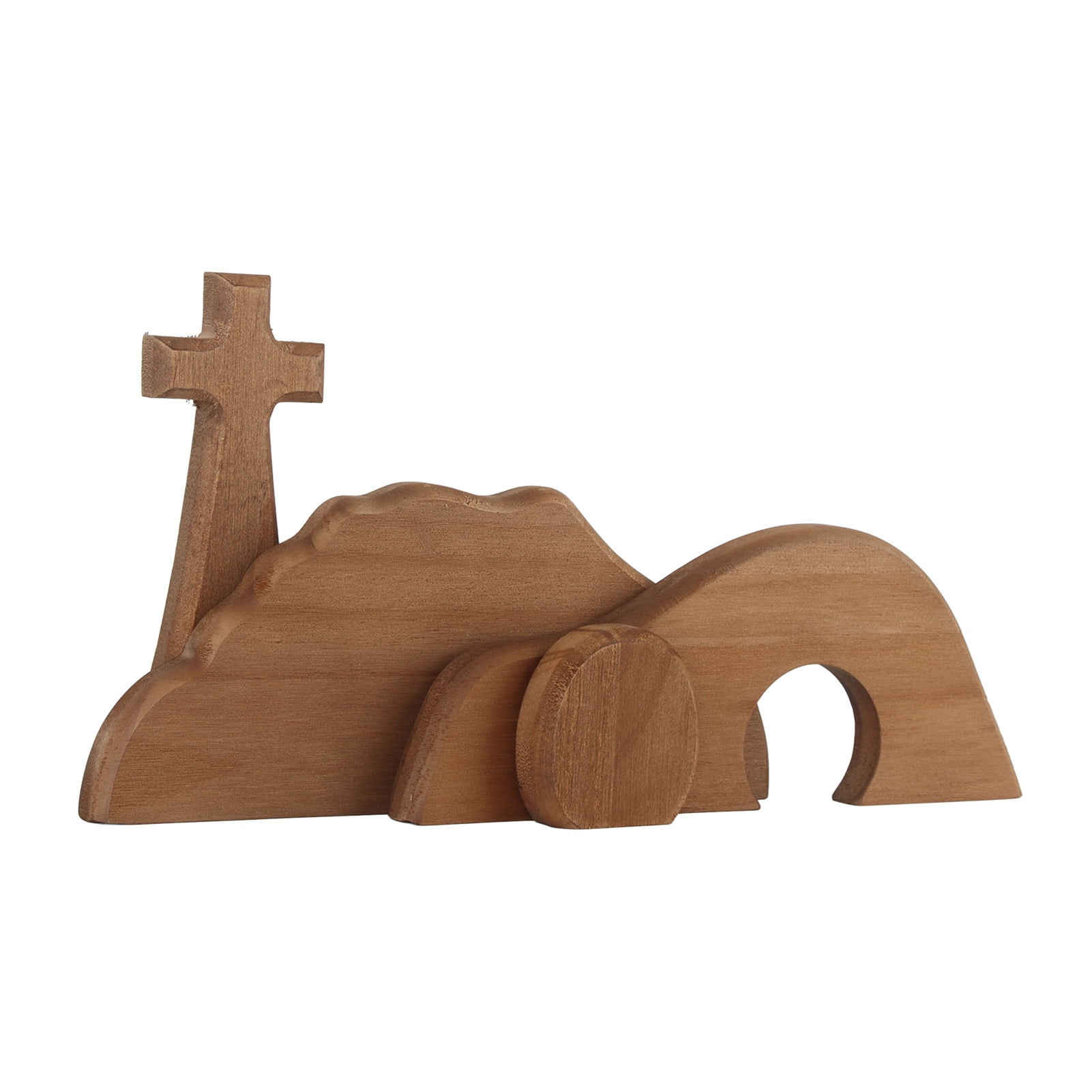 Easter Scene Cross Decoration Wooden Jesus Empty Tomb Statue Easter Cross Figurine Home Decor