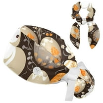 Easter Scrub Caps with Buttons Women Working Cap Adjustable Sweatband Bouffant Hats