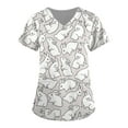 thumbnail image 1 of Easter Scrub Tops Women Bunny Egg Hunt Print Scrub Tops Short Sleeve Holiday Working Uniform with Pockets White 5XL, 1 of 3