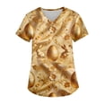 thumbnail image 1 of Easter Scrub Tops Women Rabbit Graphic V Neck Short Sleeve T-Shirts Cute Loose Fit Nursing Shirts with Pocket, #01 Rose Gold, 5XL, 1 of 4