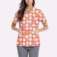 thumbnail image 1 of Easter Scrubs Top for Women Short Sleeve V Neck Scrub Top Cute Bunny Printed Shirts Easter Cartoon Pattern Scrub Tops with Pockets, 1 of 5