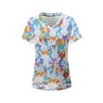thumbnail image 1 of Easter Scrubs Tops for Women Nursing Uniform Tops T-Shirt V-Neck Short Si Mock Wrap Top Tee, 1 of 2