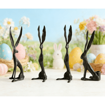 Easter Sculpted Bunny Collection, 10inch Resin Black Easter Decoration Rabbit Ornaments Spring Courtyard Lawn Garden Tabletop Sculpture, Bunnies Decoration for Easter Celebration(Standing Posture)