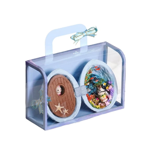 Easter Seed World Miniature Diorama with Display Box, Hand-Painted Resin Walnut Shell Bunny Scene, Fairy Garden Collectible Figurine, Whimsical Home for Shelf Desk, Easter Gifts