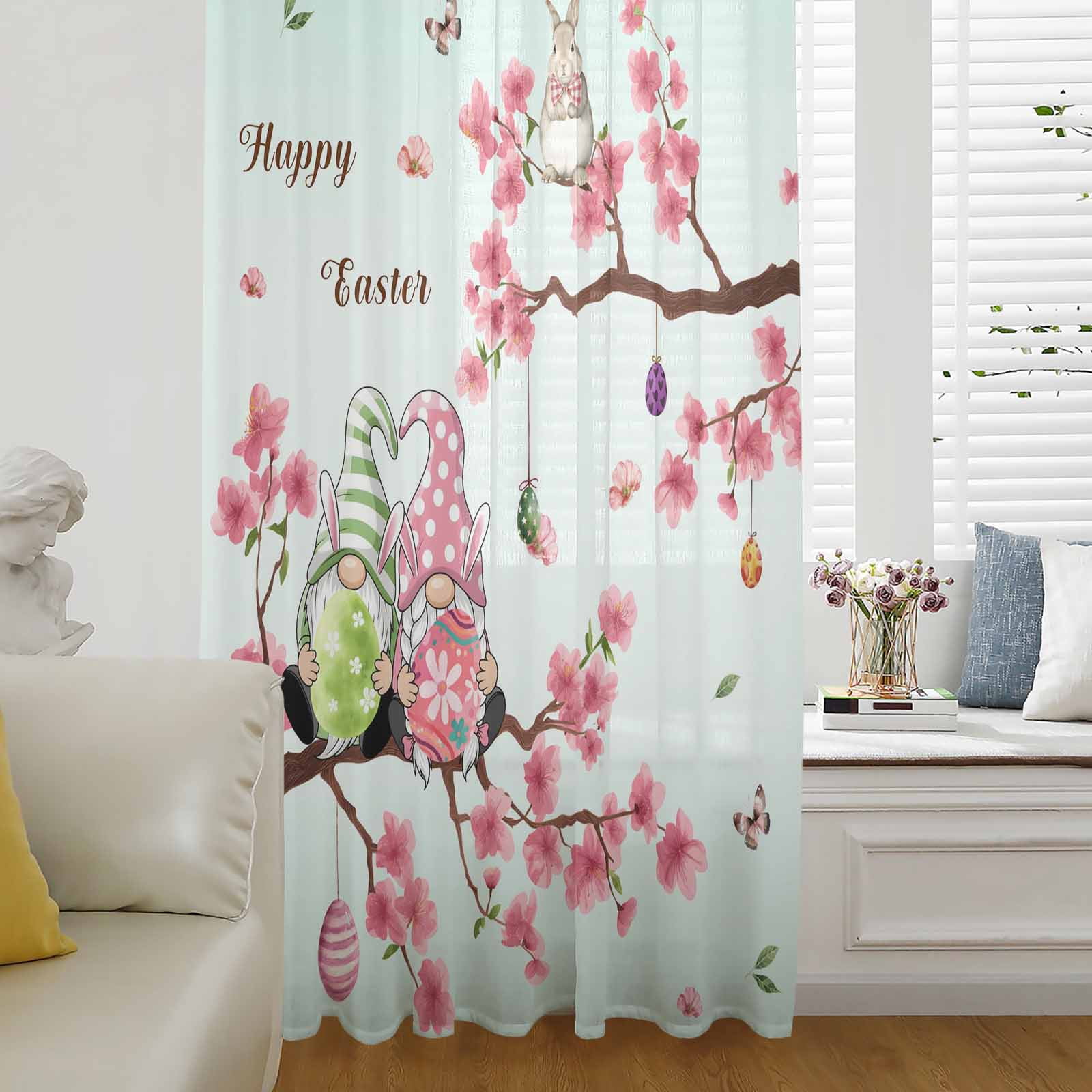 Visual Reference: Easter Semi Sheer Curtains Drapes For Living Room Bedroom French