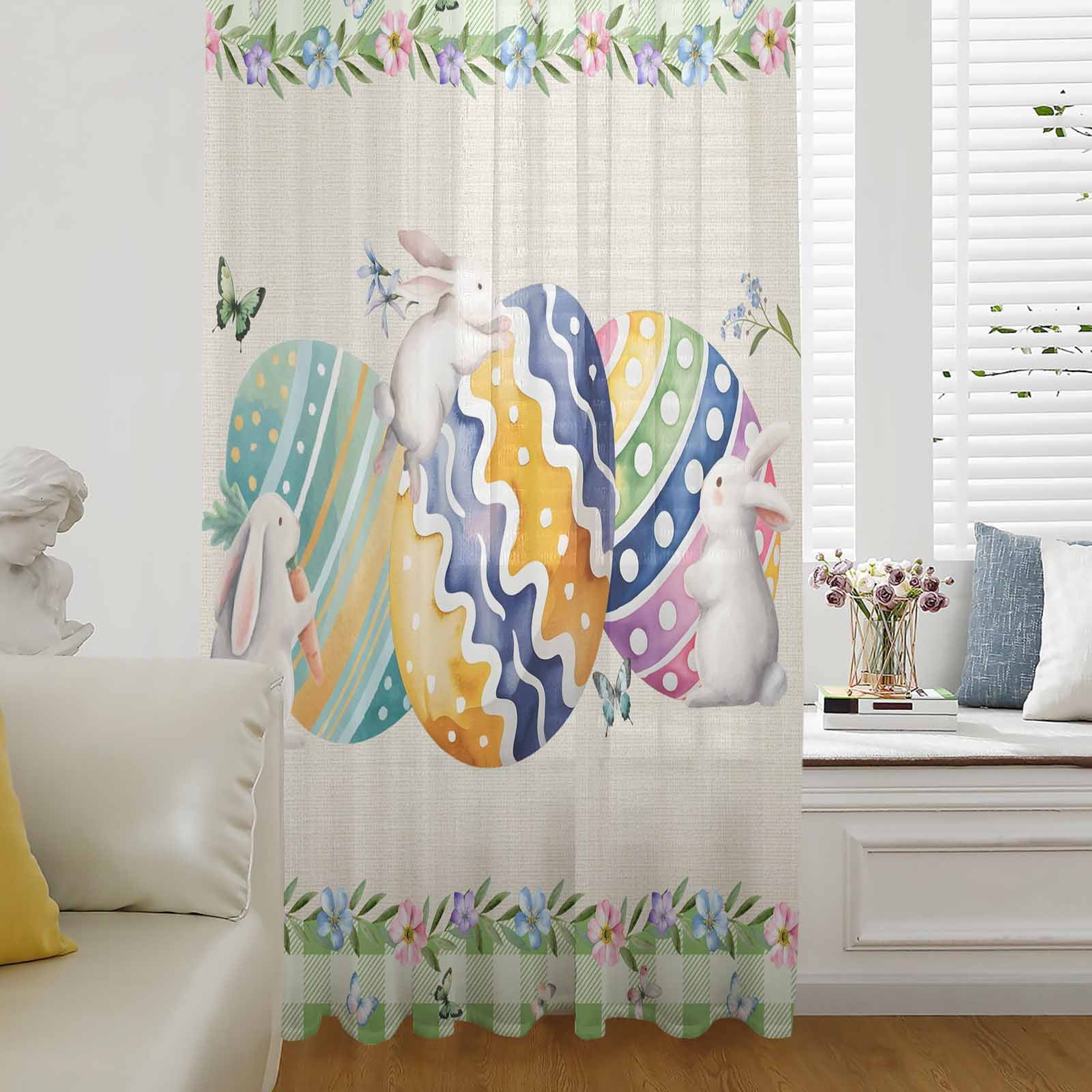 Picture Idea: Easter Semi Sheer Curtains Drapes For Living Room Bedroom French