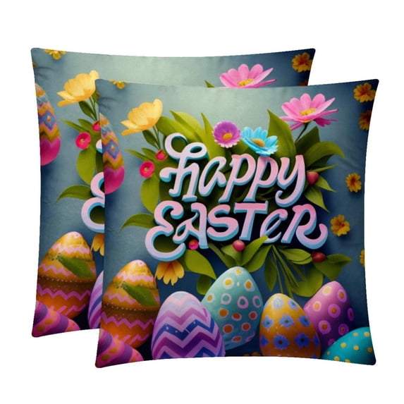 Easter Set of 2 Velvet Throw Pillow Covers Inserts for Bed Pillow, Decorative Pillows - 16x16 18x18 20x20 Inches with Unique Patterns for Various Occasions