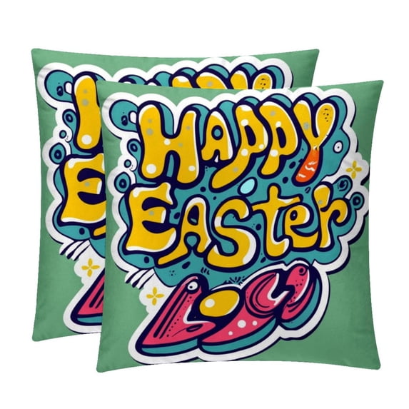 Easter Set of 2 Velvet Throw Pillow with Unique Patterns - 16x16, 18x18, 20x20 Inches for Various Occasions - Pillows Covers Throw Pillow Inserts Pillow Inserts