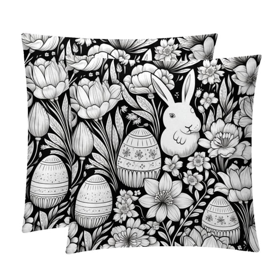 Easter Set of 2 Velvet Throw Pillow Covers with Unique Patterns in 16x16, 18x18, 20x20 Inches for Throw Pillow Inserts for Various Occasions