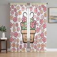 thumbnail image 1 of Easter Sheer Curtains 108 Inch Length 2 Panels for Living Room, Bunny Ears Spring Pink Flowers Potted Plant Country Voile Kitchen Curtain Set, Luxury Privacy Drapes Window Treatment for Bedroom, 1 of 7