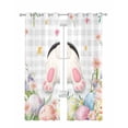 thumbnail image 1 of Easter Sheer Curtains 63 Inch Length 2 Panels Set for Living Room/Bedroom, Spring Rabbit Feet Eggs Botanical Floral Grey Plaid Kitchen Curtains Grommet Semi-Sheer Curtains Window Treatments 42"x63"x2, 1 of 7