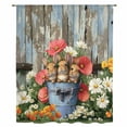 thumbnail image 1 of Easter Sheer Curtains 63 Inches Long, Retro Spring Rabbit Flowers Plants Wooden Plank Light Filering Curtains, Breathable Simi Curtain Privacy Drapes for Living Room Bedroom Window Treatment, 1 of 9
