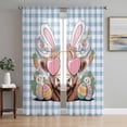 thumbnail image 1 of Easter Sheer Curtains 72 Inch Length 2 Panels for Living Room, Spring Bunny Cow Carrots Colorful Egg Blue Plaid Voile Kitchen Curtain Set, Luxury Privacy Drapes Window Treatment for Bedroom, 1 of 7