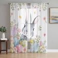 thumbnail image 1 of Easter Sheer Curtains 72 Inch Length 2 Panels for Living Room, Spring Rustic Botanical Floral Rabbit Eggs Leaves Voile Kitchen Curtain Set, Luxury Privacy Drapes Window Treatment for Bedroom, 1 of 7