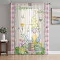 thumbnail image 1 of Easter Sheer Curtains 84 Inch Length 2 Panels for Living Room, Country Gnomes Duck Floral Eggs Pink Buffalo Check Voile Kitchen Curtain Set, Luxury Privacy Drapes Window Treatment for Bedroom, 1 of 7
