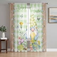 thumbnail image 1 of Easter Sheer Curtains 84 Inch Length 2 Panels Set, Gnomes Flowers Duck Eggs Green Lattice Wooden Voile Window Treatment Rod Pocket Curtains Sheers Drapes for Bedroom/Living Room/Kitchen 52"x84"x2, 1 of 7