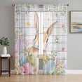 thumbnail image 1 of Easter Sheer Curtains 84 Inch Length 2 Panels Set Window Treatments, Rustic Spring Bunny Eggs Botanical Grey Wooden Rod Pocket Semi Curtains for Living Room/Bedroom/Kitchen Décor, 104"W x 84"L, 1 of 7