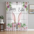 thumbnail image 1 of Easter Sheer Curtains 96 Inch Length 2 Panels for Living Room, Spring Farmhouse Watercolor Bunny Flower Wood Grain Voile Kitchen Curtain Set, Luxury Privacy Drapes Window Treatment for Bedroom, 1 of 7