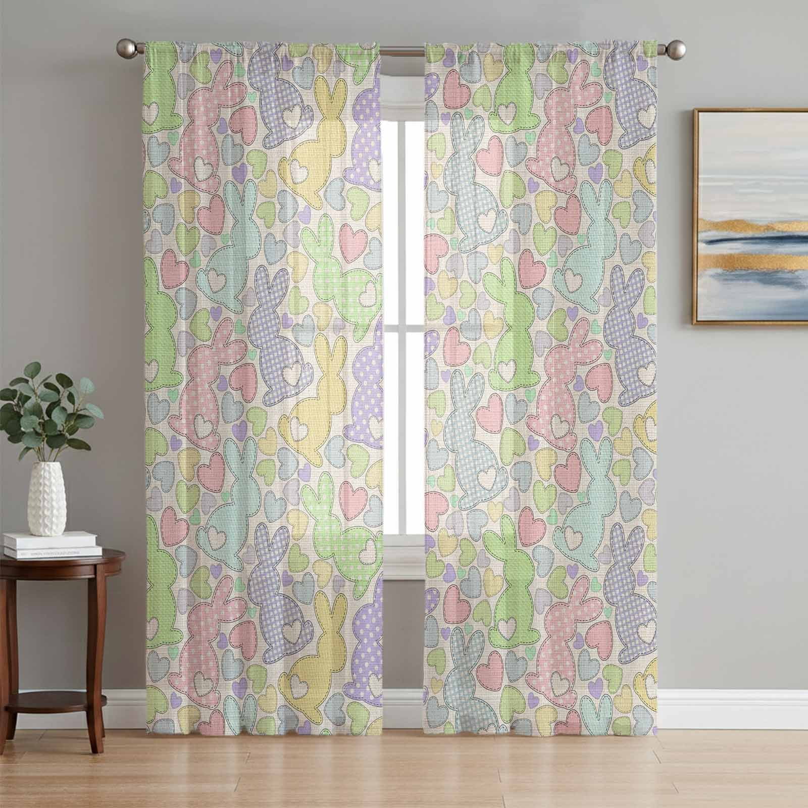 Easter Sheer Curtains 96 Inch Length 2 Panels Set Window Treatments ...