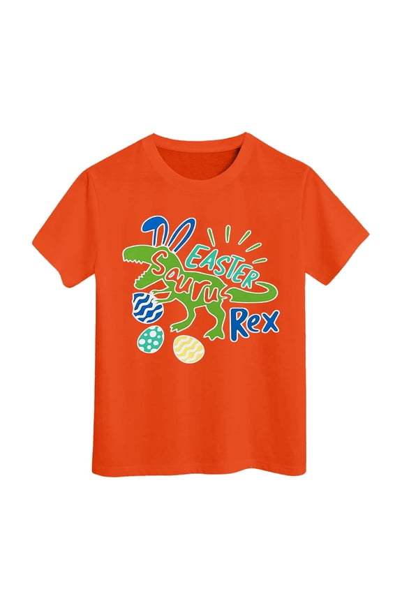 Easter Shirt Kids Trendy Soft Red Rabbit Face Print Summer Easter Tshirt Kids Easter Hop Toddler Short Sleeve Top