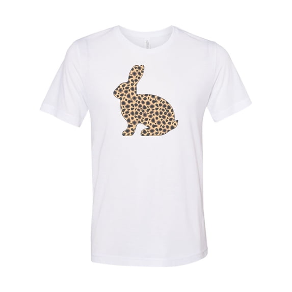 Easter Shirt, Leopard Rabbit, Women's Easter Shirt, Unisex Fit, Rabbit Shirt, Cute Easter T-shirt, Leopard Print Shirt, Easter Bunny Shirt, White, MEDIUM