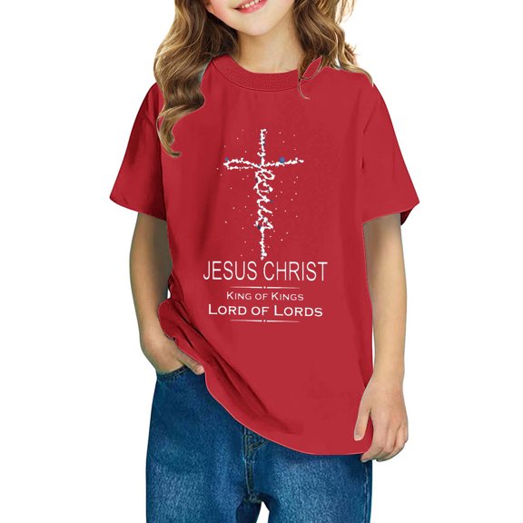 Easter Shirt For Toddler Loose Round Neck Short Sleeved Cotton Top Classic Easter Print Ed Tee For Boys Girls Middle Aged And Older Children Red 9-10 Years