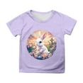 thumbnail image 1 of Easter Shirt Tween Girl Retro Loose Fit Brown Rabbit Face Print Easter Cute Tshirt Children Easter Tees Outfit Crew Neck Short Sleeve T-Shirt Top, 1 of 5