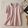 thumbnail image 1 of Easter Shirt Womens Short Sleeve Tops Casual Ladies' French and Jacquard Heavy Duty Embroidery Short Sleeved Shirt Women's Bag Buckle Half Open Shirt T Shirt Womens Tops Trendy Casual, 1 of 4