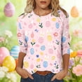 thumbnail image 1 of Easter Shirt for Women Colorful Painted Eggs Pattern Graphic T-Shirt 3/4 Sleeve Crewneck Festival Apparel Holiday Gift For Women, 1 of 6