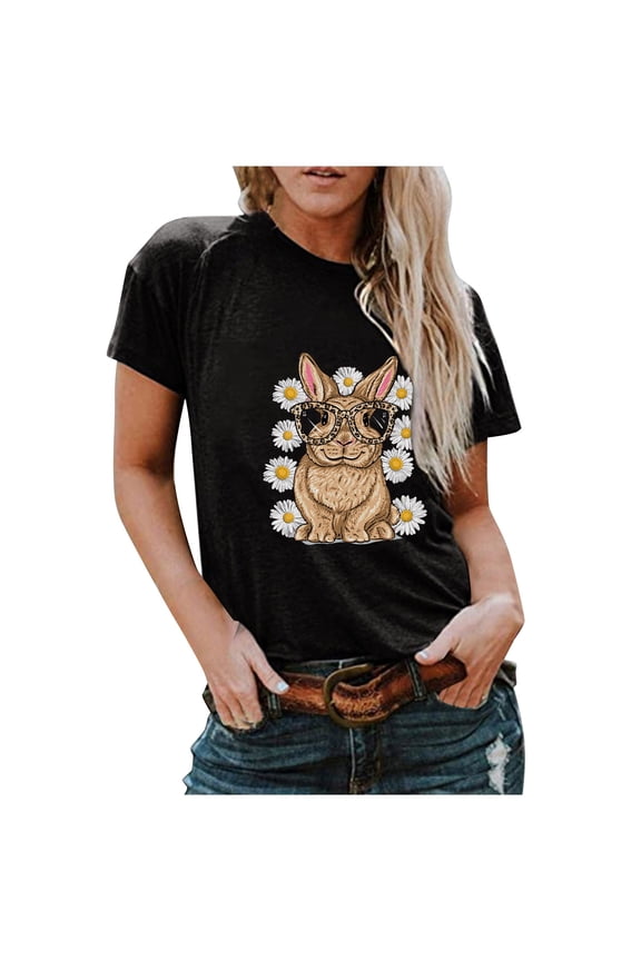 Easter Shirt for Women Funny Bunny Rabbit Graphic Blouses 2026 Happy Bunny Egg Tops