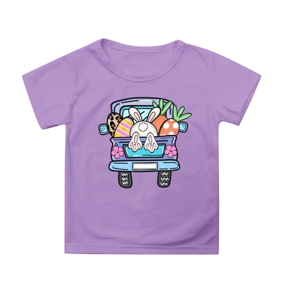Easter Shirts Girls Fashion Comfy White Egg Summer Easter Tshirt Kids Easter Hop Toddler Short Sleeve Top