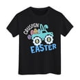 thumbnail image 1 of Easter Shirts for Toddlers Short Sleeve T-Shirt Funny Bunny Tops Easter Egg Shirt Casual Round Neck Summer Outerwear Children Clothing Black 12-13 Years, 1 of 4