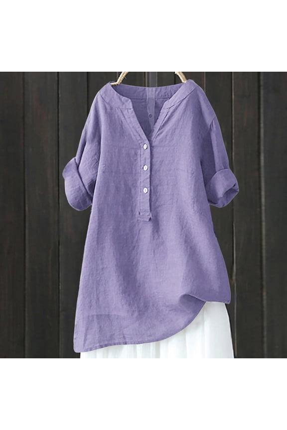 Easter Shirts for Women Womens Tops Casual Petite Shirts for Women Buttons V Neck Long Sleeve Tops Trendy Dressy Blouses Casual Loose Comfy Tunic Clothes Shirts for Women Dressy Casual Plus Size