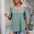 thumbnail image 1 of Easter Shirts for Women Womens Tops Plus Size Womens Summer Tops Loose fit Ruffle Short Sleeves U Neck Shirts Trendy off Shoulder Solid Color Mesh Blouses Tops Graphic Tees for Women Plus Size 3Xl, 1 of 4