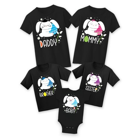 Easter Shirts for Family - Easter Rabbit Christian Tshirt - Matching Kid Toddler Baby Mommy Daddy Sister Brother