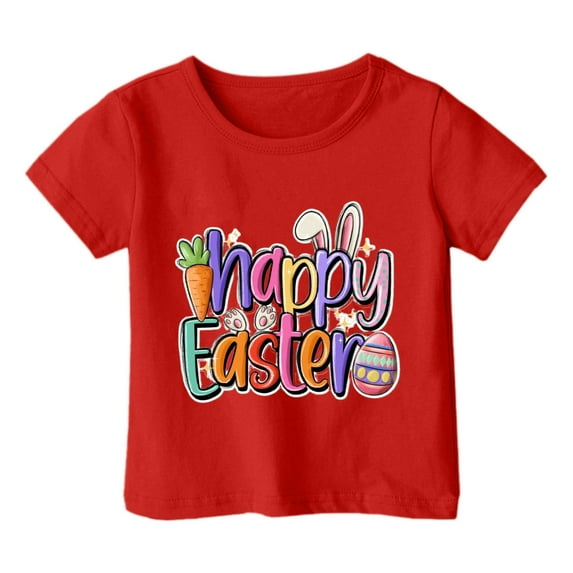 Easter Shirts for Girls Size 14 Kid Girls Easter Cute Graphic Round Neck Short Sleeve Tee Summer Casual T Shirt,6-7 Years,Y1-Red