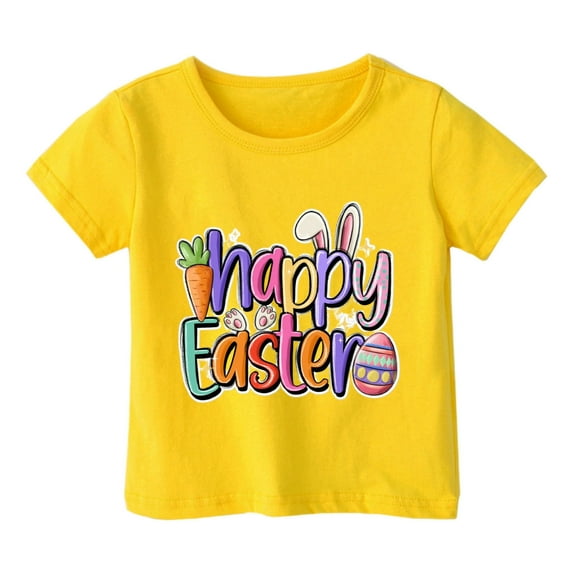 Easter Shirts for Girls Size 8 Kid Girls Easter Cute Graphic Round Neck Short Sleeve Tee Summer Casual T Shirt,8-9 Years,Y1-Yellow