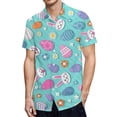 thumbnail image 1 of Easter Shirts for Men Button Down Short Sleeve Lapel Tops Funny Easter Eggs Print Spring Tees, 1 of 4