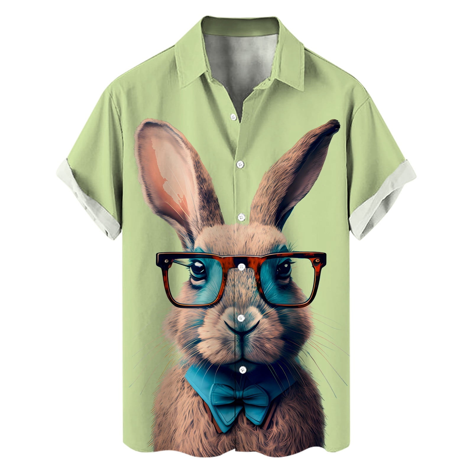 Easter Shirts for Men Lapel Collar Short Sleeve Easter Egg Bunny Casual ...