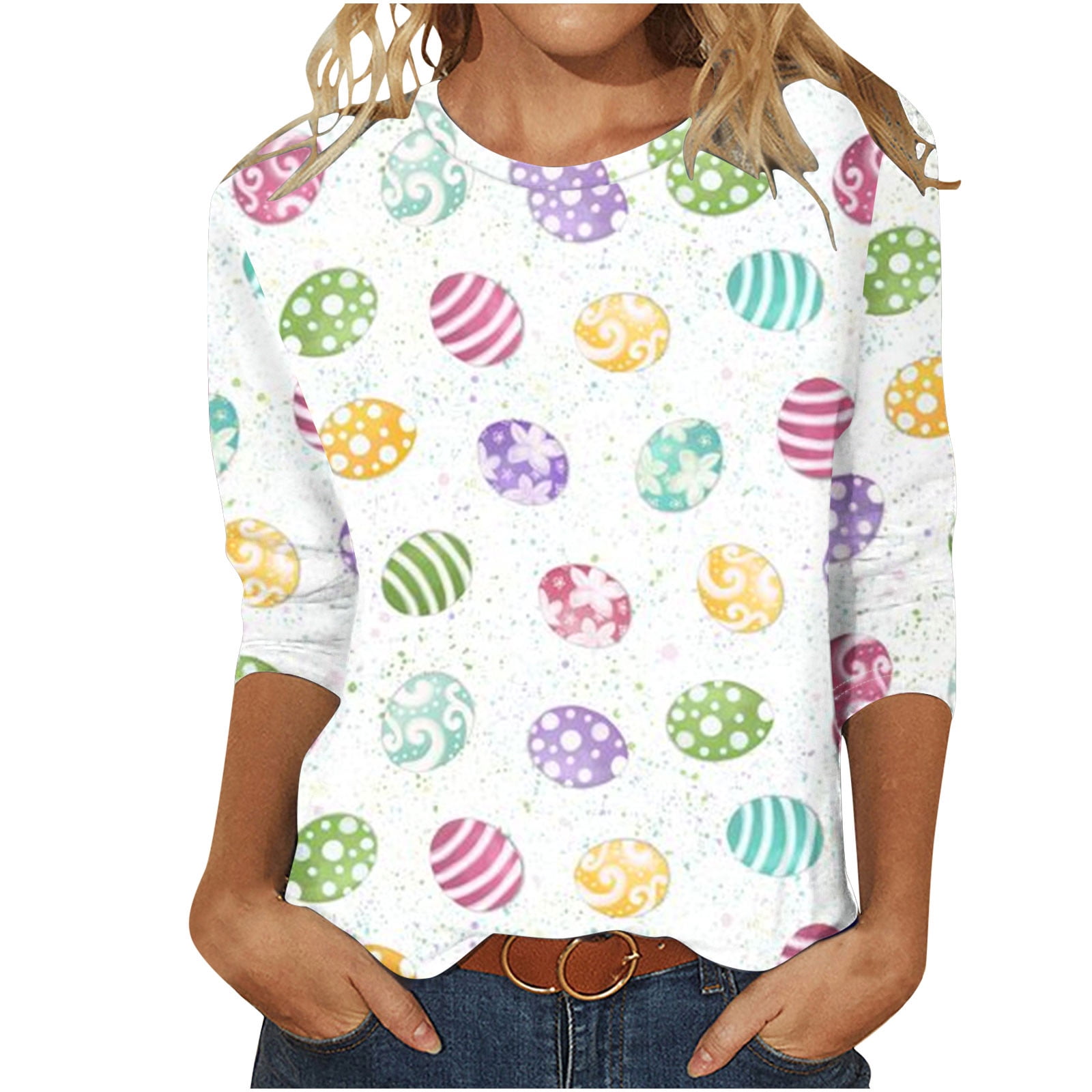 Happy Easter Shirt For Women - Cute Rabbit Graphic Tee With Letter Print, Green Short Sleeve Top