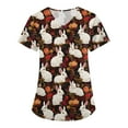 thumbnail image 1 of Easter Shirts for Women Plus Size Fun Print Short Sleeve V Neck Stretchy Holiday Nurse Working Uniform Scrub Top with Pocket Orange M, 1 of 4