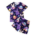 thumbnail image 1 of Easter Short Sleeve Rabbit Chick Print T Shirt Top And Shorts Set Blue 3Y-4Y, 1 of 7