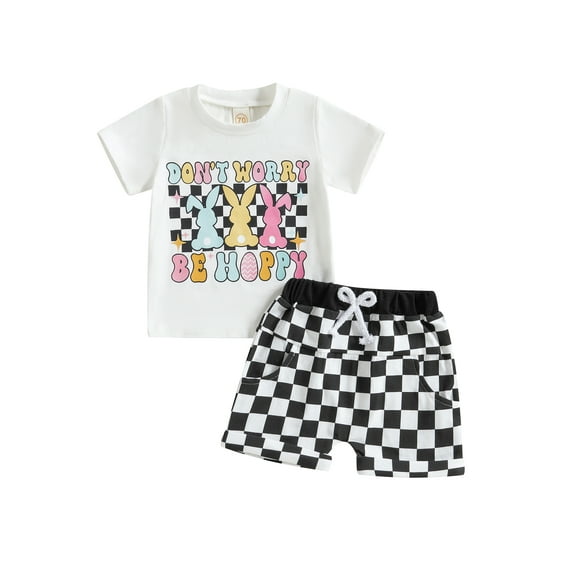 Easter Shorts Set Boys Baby Toddler 3 6 12 18 24 Months 2T 3T Stylish Print Short Sleeve T-Shirt and Shorts Toddler 2 Piece Outfits