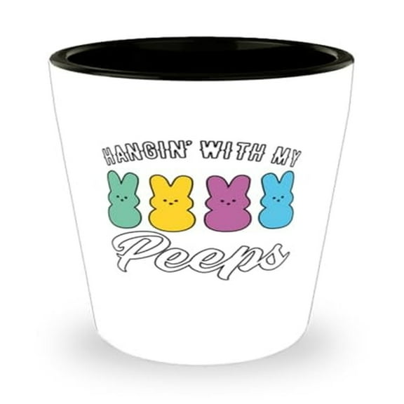 Easter Shot Glass, Hangin' With My Peeps Phrase, Ideal Friends Gift, Mini Glassware Set, 1.5oz Cup, Perfect for Festive Celebrations