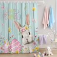 thumbnail image 1 of Easter Shower Curtain Bunny Easter Eggs Shower Curtains for Bathroom Decor, Waterproof Polyester Shower Curtain Set with Hooks, Standard Size 72" x 72" Rabbit Spring Floral Wood Grain, 1 of 9