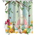 thumbnail image 1 of Easter Shower Curtain Bunny Egg Bathroom Curtains with Hooks, Waterproof Fabric Flower Rabbit Tree Branch Wood Shower Curtains Set for Bathroom Bathtubs Seasonal Spring Holiday Decor Gift 36x72 Inch, 1 of 6