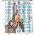 thumbnail image 1 of Easter Shower Curtain Bunny Rabbit Bow Tie Shower Curtains for Bathroom Decor Flower Buffalo Plaid Blue Bath Curtains Sets for Spring Easter Bathroom Decor Fabric Waterproof Small Stall 36" X 72", 1 of 6