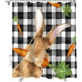 thumbnail image 1 of Easter Shower Curtain Bunny Rabbit Carrot Shower Curtains for Bathroom Decor Black Buffalo Plaid Bath Curtains Sets for Spring Easter Bathroom Decor Fabric Waterproof Standard 72" X 72", 1 of 5