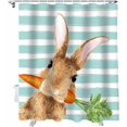 thumbnail image 1 of Easter Shower Curtain Bunny Rabbit Carrot Shower Curtains for Bathroom Decor Water Color Stripe Bath Curtains Sets for Spring Easter Bathroom Decor Fabric Waterproof Standard 72" X 72", 1 of 6