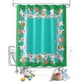 thumbnail image 1 of Easter Shower Curtain Cartoon Bunny Shower Curtains for Bathroom Decor Eggs Basket Green Teal Blue Bath Curtains Sets for Spring Easter Bathroom Decor Fabric Waterproof Extra Long 72" X 84", 1 of 5